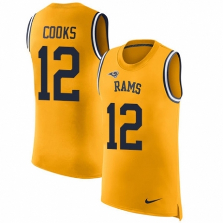 Men's Nike Los Angeles Rams #12 Brandin Cooks Limited Gold Rush Player Name & Number Tank Top NFL Jersey