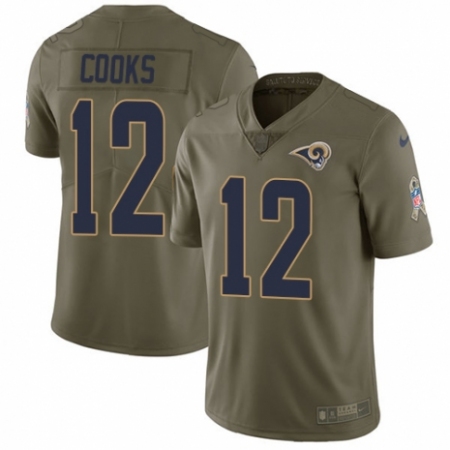 Men's Nike Los Angeles Rams #12 Brandin Cooks Limited Olive 2017 Salute to Service NFL Jersey