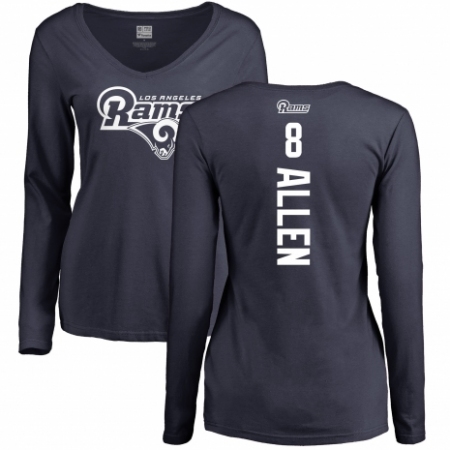 NFL Women's Nike Los Angeles Rams #8 Brandon Allen Navy Blue Backer Slim Fit Long Sleeve T-Shirt