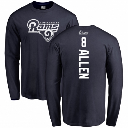NFL Nike Los Angeles Rams #8 Brandon Allen Navy Blue Backer Long Sleeve T-Shirt