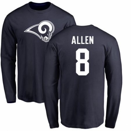 NFL Nike Los Angeles Rams #8 Brandon Allen Navy Blue Name & Number Logo Long Sleeve T-Shirt
