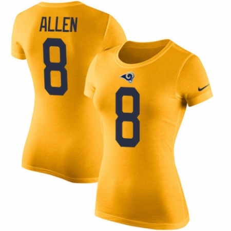 Women's Nike Los Angeles Rams #8 Brandon Allen Gold Rush Pride Name & Number T-Shirt