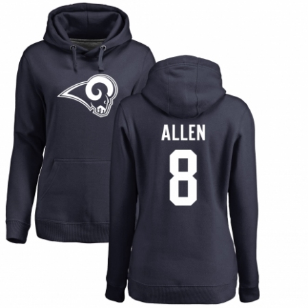 NFL Women's Nike Los Angeles Rams #8 Brandon Allen Navy Blue Name & Number Logo Pullover Hoodie