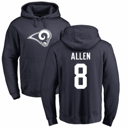 NFL Nike Los Angeles Rams #8 Brandon Allen Navy Blue Name & Number Logo Pullover Hoodie