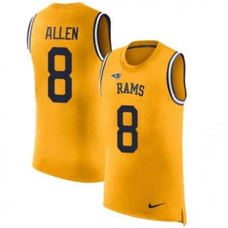Men's Nike Los Angeles Rams #8 Brandon Allen Limited Gold Rush Player Name & Number Tank Top NFL Jersey