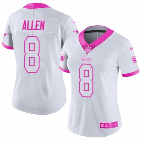 Women's Nike Los Angeles Rams #8 Brandon Allen Limited White/Pink Rush Fashion NFL Jersey
