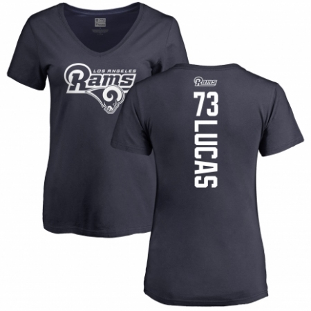 NFL Women's Nike Los Angeles Rams #73 Cornelius Lucas Navy Blue Backer T-Shirt