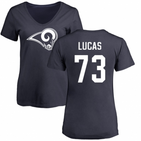 NFL Women's Nike Los Angeles Rams #73 Cornelius Lucas Navy Blue Name & Number Logo Slim Fit T-Shirt
