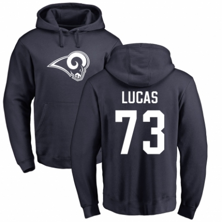 NFL Nike Los Angeles Rams #73 Cornelius Lucas Navy Blue Name & Number Logo Pullover Hoodie
