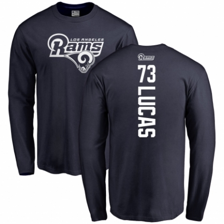 NFL Nike Los Angeles Rams #73 Cornelius Lucas Navy Blue Backer Long Sleeve T-Shirt