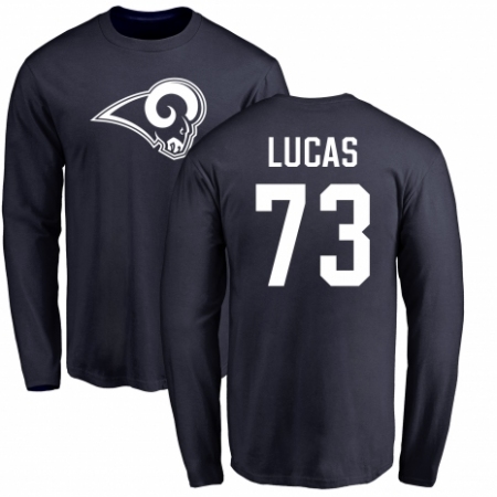 NFL Nike Los Angeles Rams #73 Cornelius Lucas Navy Blue Name & Number Logo Long Sleeve T-Shirt