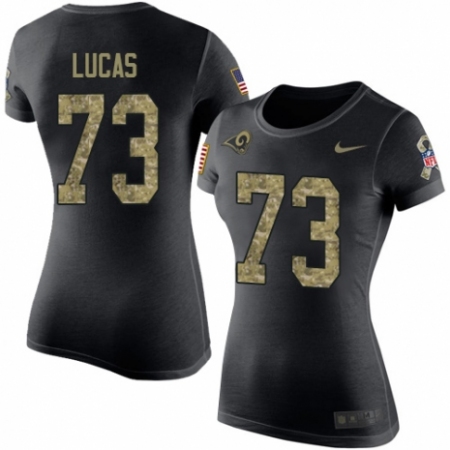 Women's Nike Los Angeles Rams #73 Cornelius Lucas Black Camo Salute to Service T-Shirt