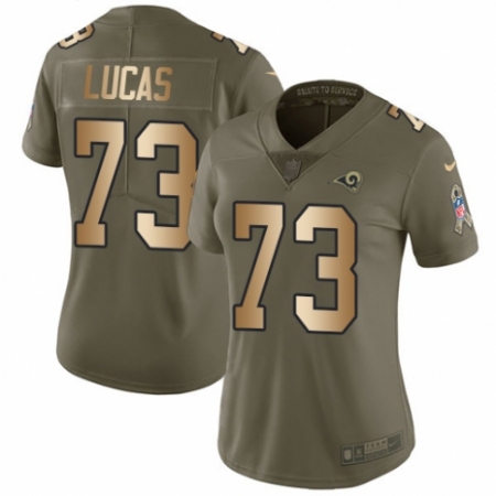 Women's Nike Los Angeles Rams #73 Cornelius Lucas Limited Olive/Gold 2017 Salute to Service NFL Jersey
