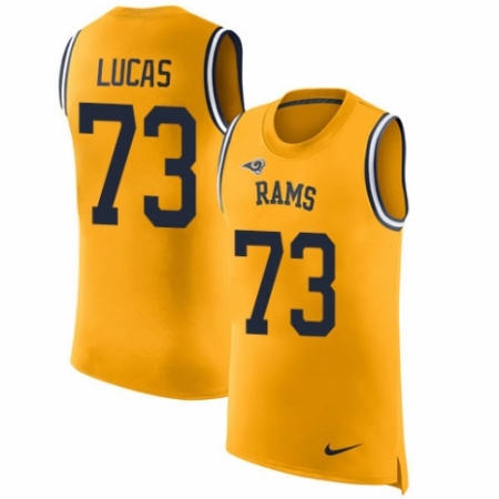 Men's Nike Los Angeles Rams #73 Cornelius Lucas Limited Gold Rush Player Name & Number Tank Top NFL Jersey