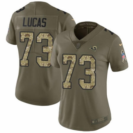 Women's Nike Los Angeles Rams #73 Cornelius Lucas Limited Olive/Camo 2017 Salute to Service NFL Jersey