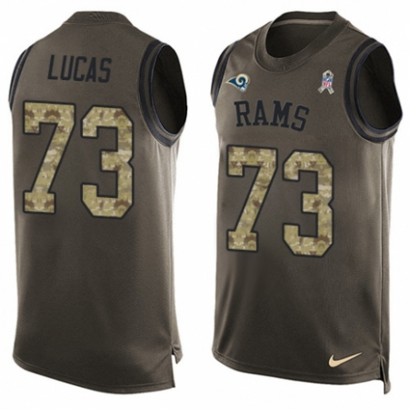 Men's Nike Los Angeles Rams #73 Cornelius Lucas Limited Green Salute to Service Tank Top NFL Jersey
