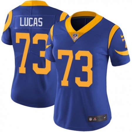 Women's Nike Los Angeles Rams #73 Cornelius Lucas Royal Blue Alternate Vapor Untouchable Elite Player NFL Jersey