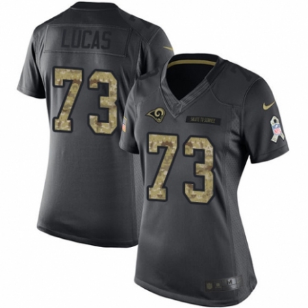 Women's Nike Los Angeles Rams #73 Cornelius Lucas Limited Black 2016 Salute to Service NFL Jersey