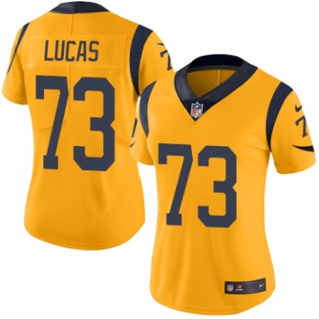 Women's Nike Los Angeles Rams #73 Cornelius Lucas Limited Gold Rush Vapor Untouchable NFL Jersey