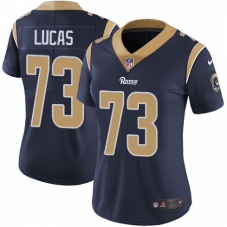 Women's Nike Los Angeles Rams #73 Cornelius Lucas Navy Blue Team Color Vapor Untouchable Limited Player NFL Jersey