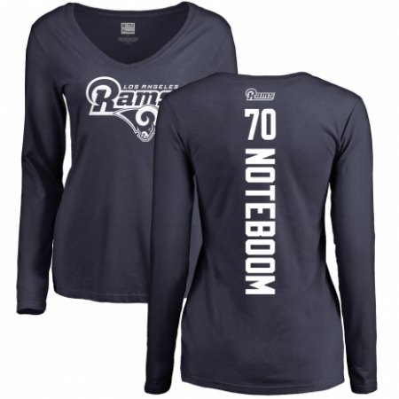 NFL Women's Nike Los Angeles Rams #70 Joseph Noteboom Navy Blue Backer Slim Fit Long Sleeve T-Shirt