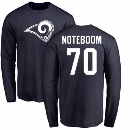 NFL Nike Los Angeles Rams #70 Joseph Noteboom Navy Blue Name & Number Logo Long Sleeve T-Shirt