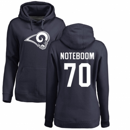 NFL Women's Nike Los Angeles Rams #70 Joseph Noteboom Navy Blue Name & Number Logo Pullover Hoodie