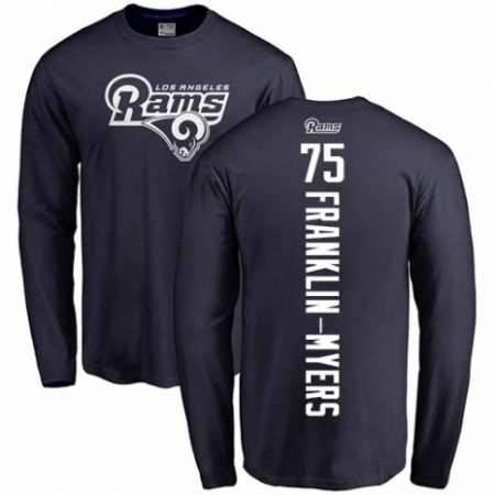 NFL Nike Los Angeles Rams #57 John Franklin-Myers Navy Blue Backer Long Sleeve T-Shirt