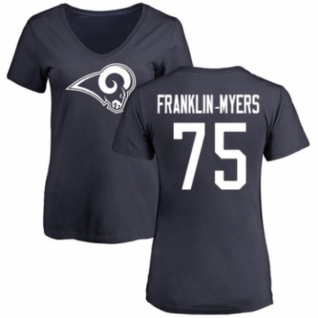NFL Women's Nike Los Angeles Rams #57 John Franklin-Myers Navy Blue Name & Number Logo Slim Fit T-Shirt