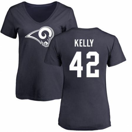 NFL Women's Nike Los Angeles Rams #42 John Kelly Navy Blue Name & Number Logo Slim Fit T-Shirt