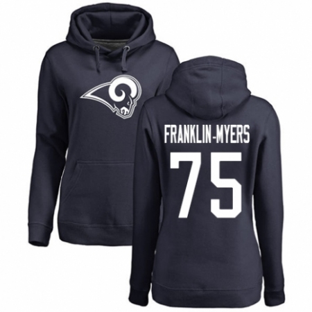 NFL Women's Nike Los Angeles Rams #57 John Franklin-Myers Navy Blue Name & Number Logo Pullover Hoodie