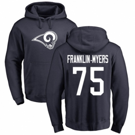 NFL Nike Los Angeles Rams #57 John Franklin-Myers Navy Blue Name & Number Logo Pullover Hoodie