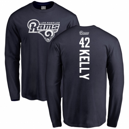 NFL Nike Los Angeles Rams #42 John Kelly Navy Blue Backer Long Sleeve T-Shirt
