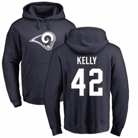 NFL Nike Los Angeles Rams #42 John Kelly Navy Blue Name & Number Logo Pullover Hoodie