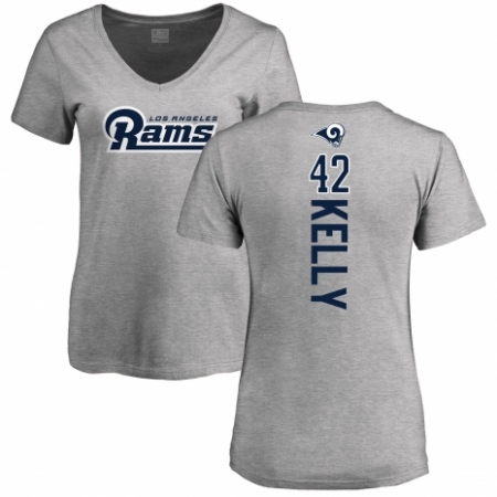 NFL Women's Nike Los Angeles Rams #42 John Kelly Ash Backer V-Neck T-Shirt