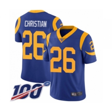 Men's Los Angeles Rams #26 Marqui Christian Royal Blue Alternate Vapor Untouchable Limited Player 100th Season Football Jersey