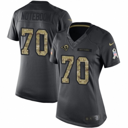 معاطف نسائية Women's Nike Los Angeles Rams #70 Joseph Noteboom Limited Black 2016 Salute  to Service NFL Jersey Size S معاطف نسائية