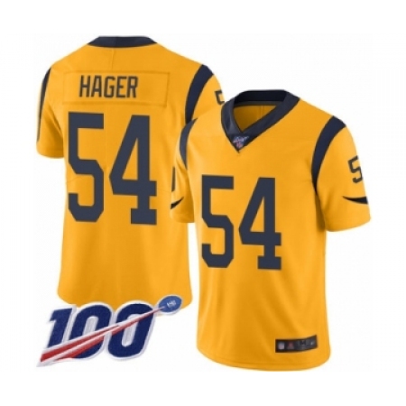 Men's Los Angeles Rams #54 Bryce Hager Limited Gold Rush Vapor Untouchable 100th Season Football Jersey