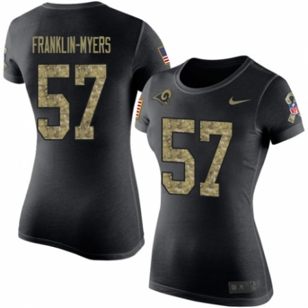 Women's Nike Los Angeles Rams #57 John Franklin-Myers Black Camo Salute to Service T-Shirt