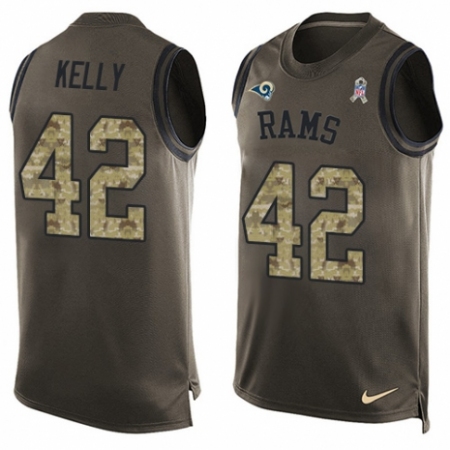 Men's Nike Los Angeles Rams #42 John Kelly Limited Green Salute to Service Tank Top NFL Jersey