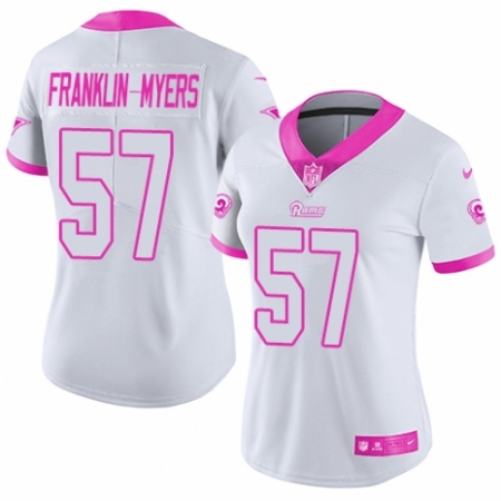 Women's Nike Los Angeles Rams #57 John Franklin-Myers Limited White/Pink Rush Fashion NFL Jersey