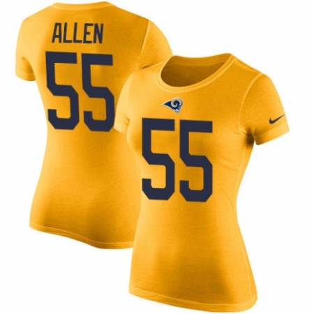 Women's Nike Los Angeles Rams #55 Brian Allen Gold Rush Pride Name & Number T-Shirt