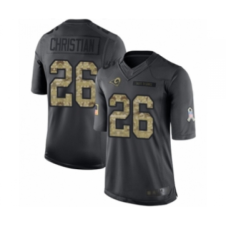 Men's Los Angeles Rams #26 Marqui Christian Limited Black 2016 Salute to Service Football Jersey