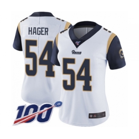Women's Los Angeles Rams #54 Bryce Hager White Vapor Untouchable Limited Player 100th Season Football Jersey