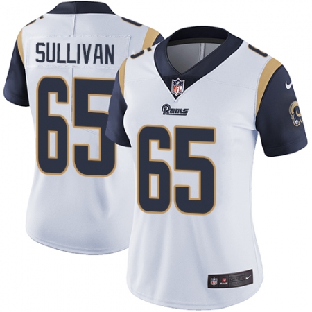 Women's Nike Los Angeles Rams #65 John Sullivan White Vapor Untouchable Elite Player NFL Jersey