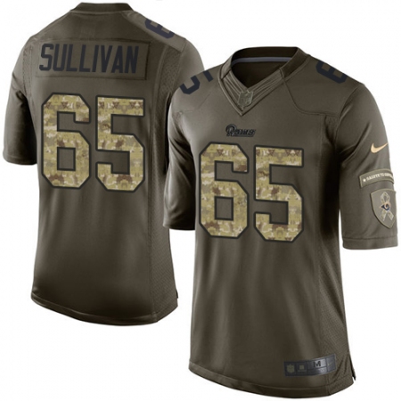 Men's Nike Los Angeles Rams #65 John Sullivan Elite Green Salute to Service NFL Jersey