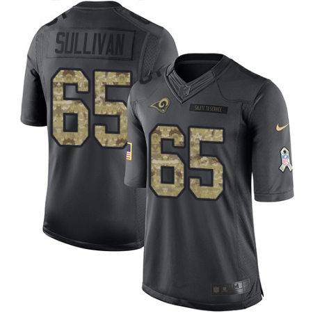 Youth Nike Los Angeles Rams #65 John Sullivan Limited Black 2016 Salute to Service NFL Jersey