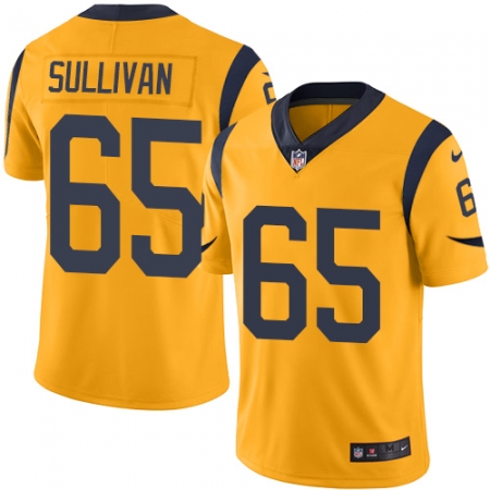Men's Nike Los Angeles Rams #65 John Sullivan Limited Gold Rush Vapor Untouchable NFL Jersey