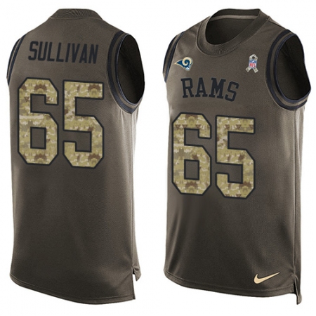 Men's Nike Los Angeles Rams #65 John Sullivan Limited Green Salute to Service Tank Top NFL Jersey