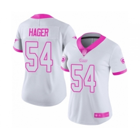 Women's Los Angeles Rams #54 Bryce Hager Limited White Pink Rush Fashion Football Jersey